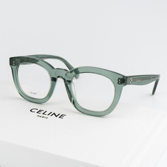 NEW Celine CL5004IN 093 CELINE 3 DOTS Transparent Teal Women Square Eyeglasses - Picture 2 of 12